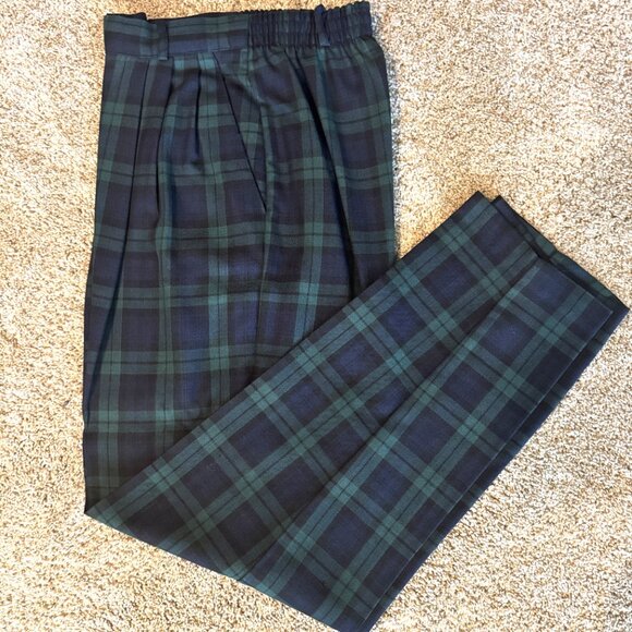 Vintage Christy Girl Navy Blue and Green Plaid tapered pants with Pockets S= 8 - Picture 12 of 12